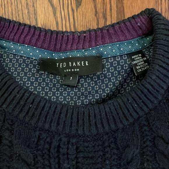 Mens Ted baker blue cable knit sweater. Size 1. - Picture 2 of 8